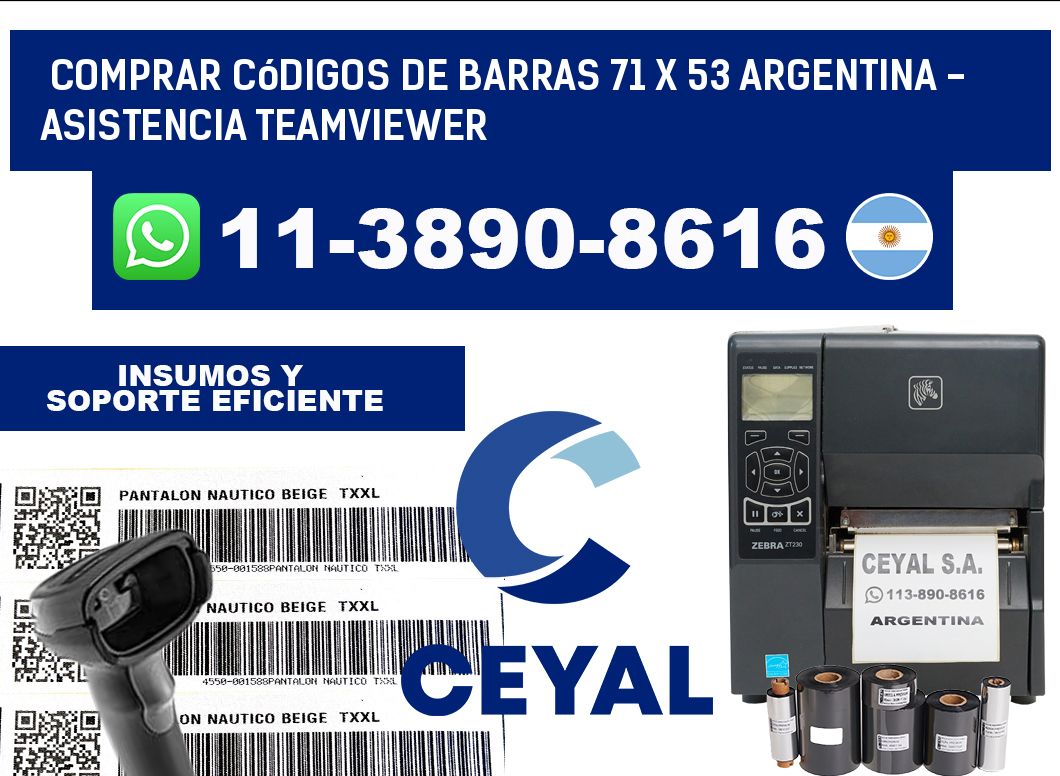 Comprar códigos de barras 71 x 53 argentina - asistencia teamviewer