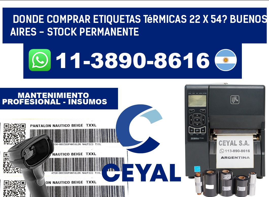 Donde Comprar etiquetas térmicas 22 x 54? Buenos Aires - Stock permanente