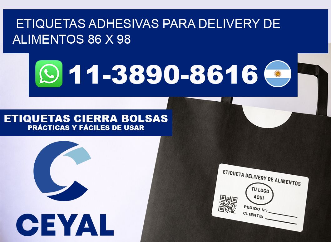 ETIQUETAS ADHESIVAS PARA DELIVERY DE ALIMENTOS 86 x 98