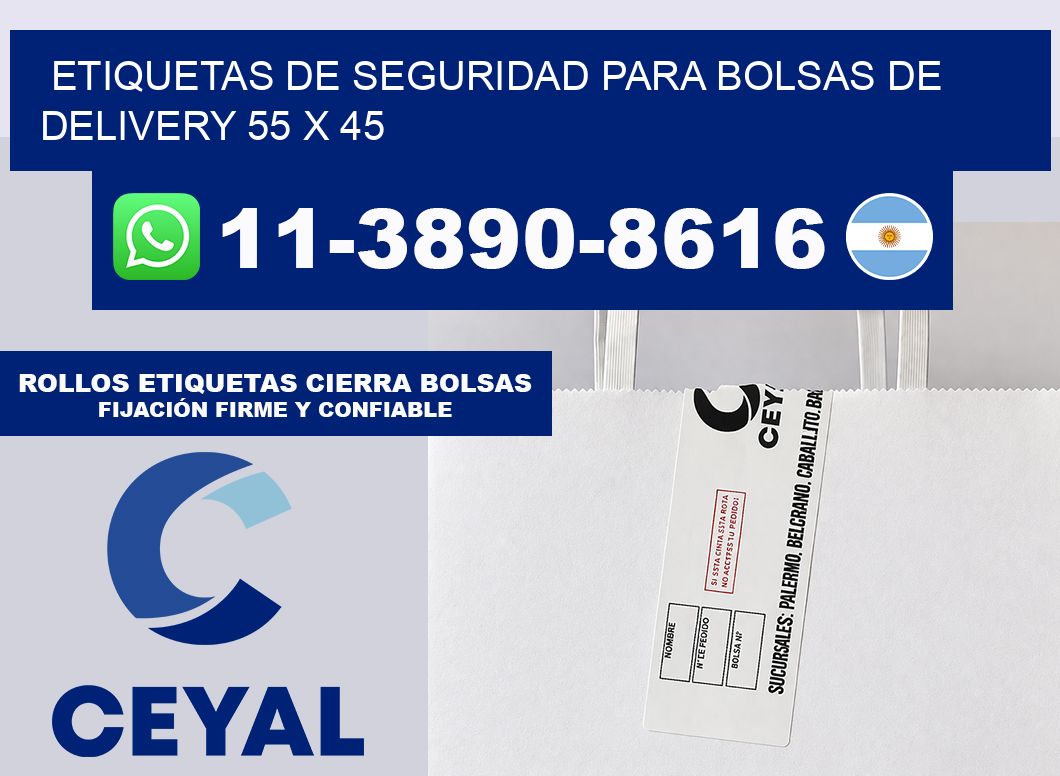 ETIQUETAS DE SEGURIDAD PARA BOLSAS DE DELIVERY 55 x 45