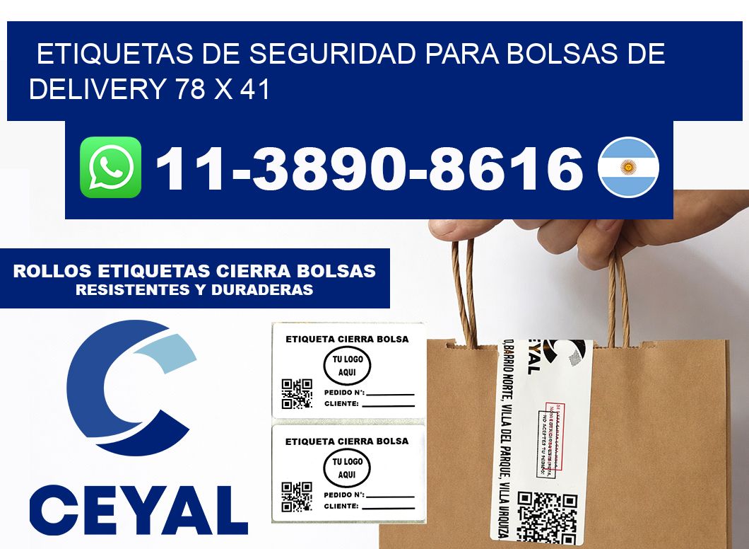 ETIQUETAS DE SEGURIDAD PARA BOLSAS DE DELIVERY 78 x 41