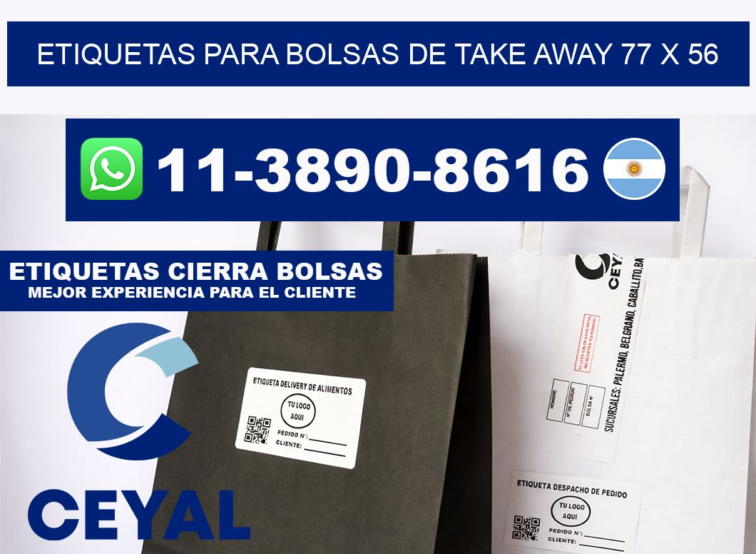 ETIQUETAS PARA BOLSAS DE TAKE AWAY 77 x 56
