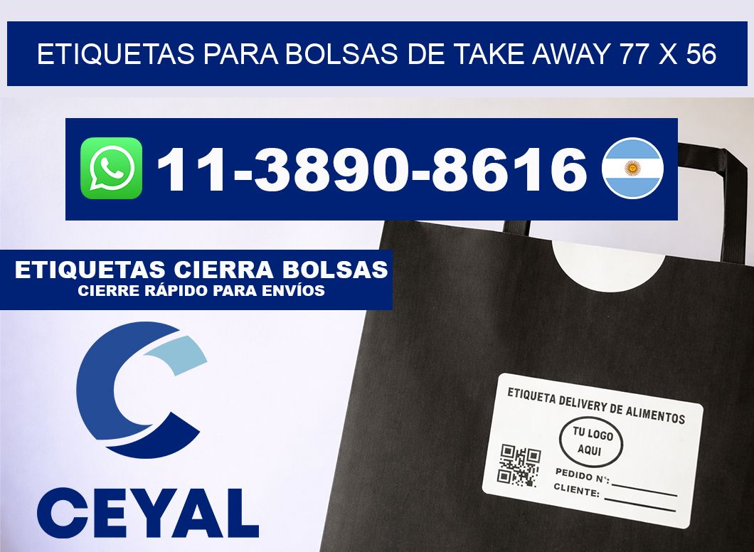 ETIQUETAS PARA BOLSAS DE TAKE AWAY 77 x 56