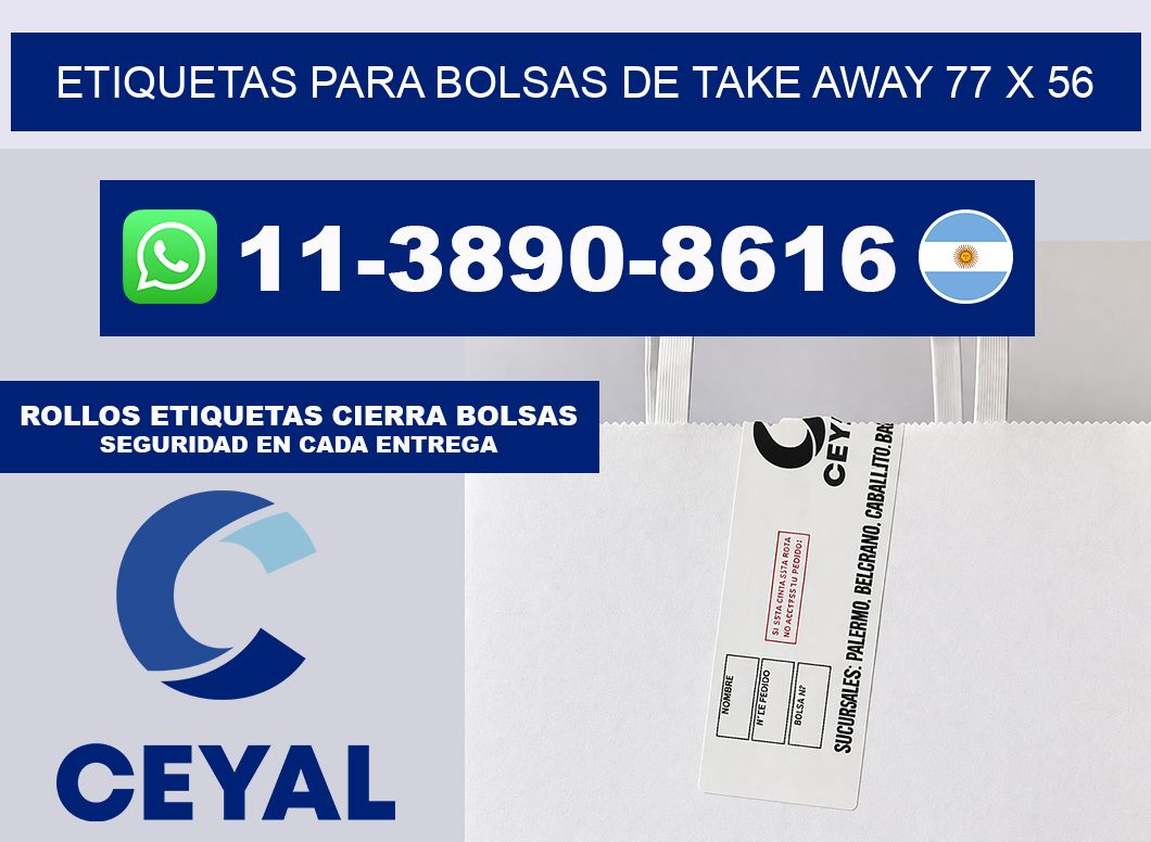 ETIQUETAS PARA BOLSAS DE TAKE AWAY 77 x 56