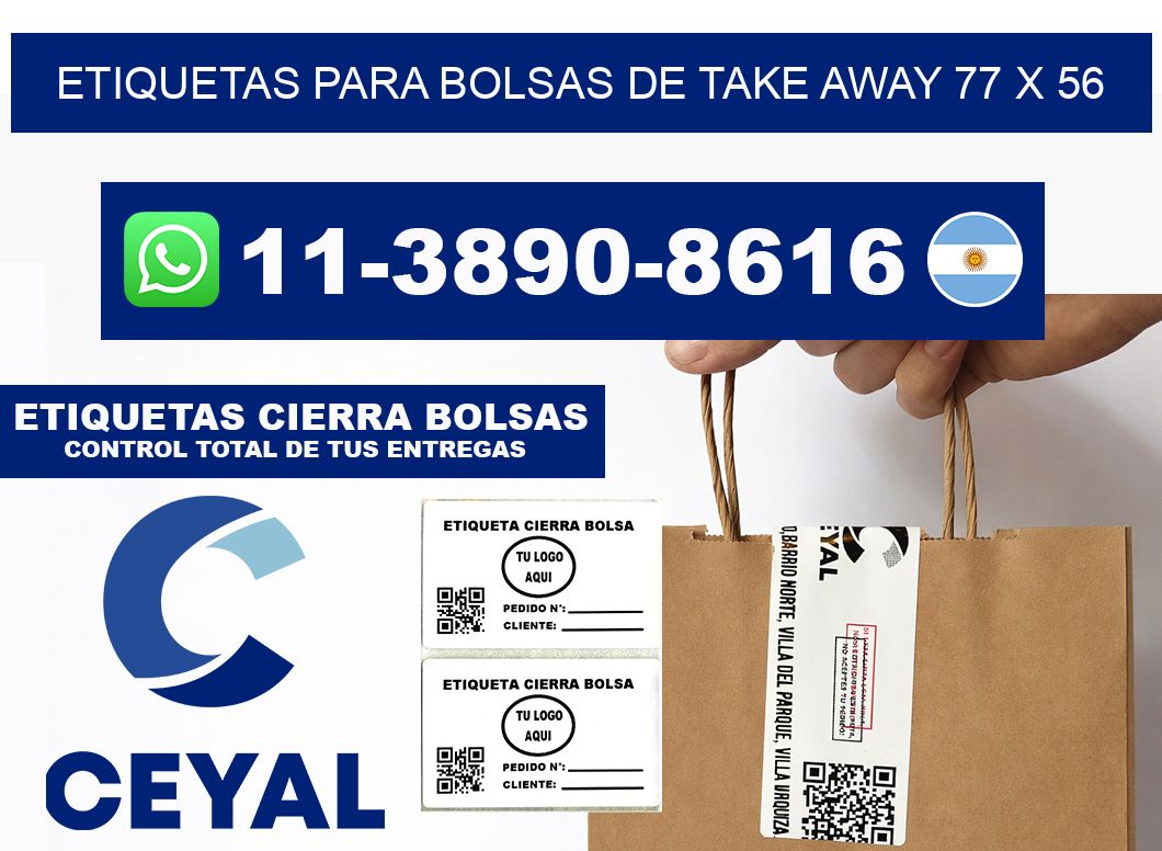 ETIQUETAS PARA BOLSAS DE TAKE AWAY 77 x 56