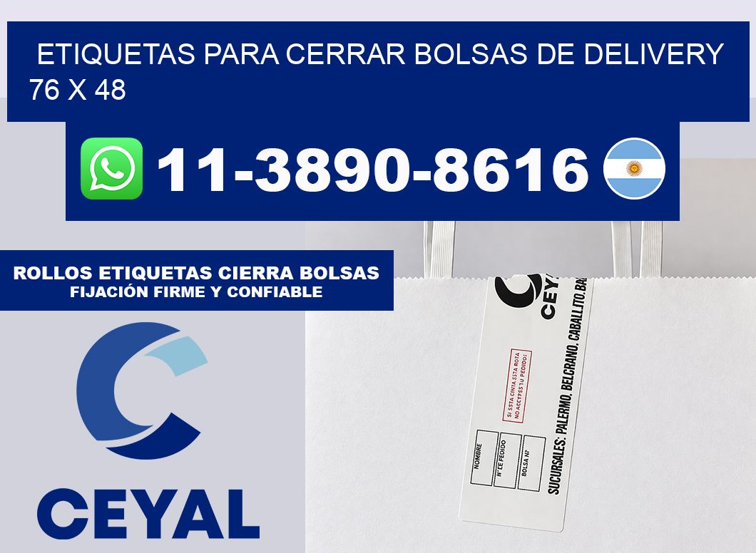 ETIQUETAS PARA CERRAR BOLSAS DE DELIVERY  76 x 48