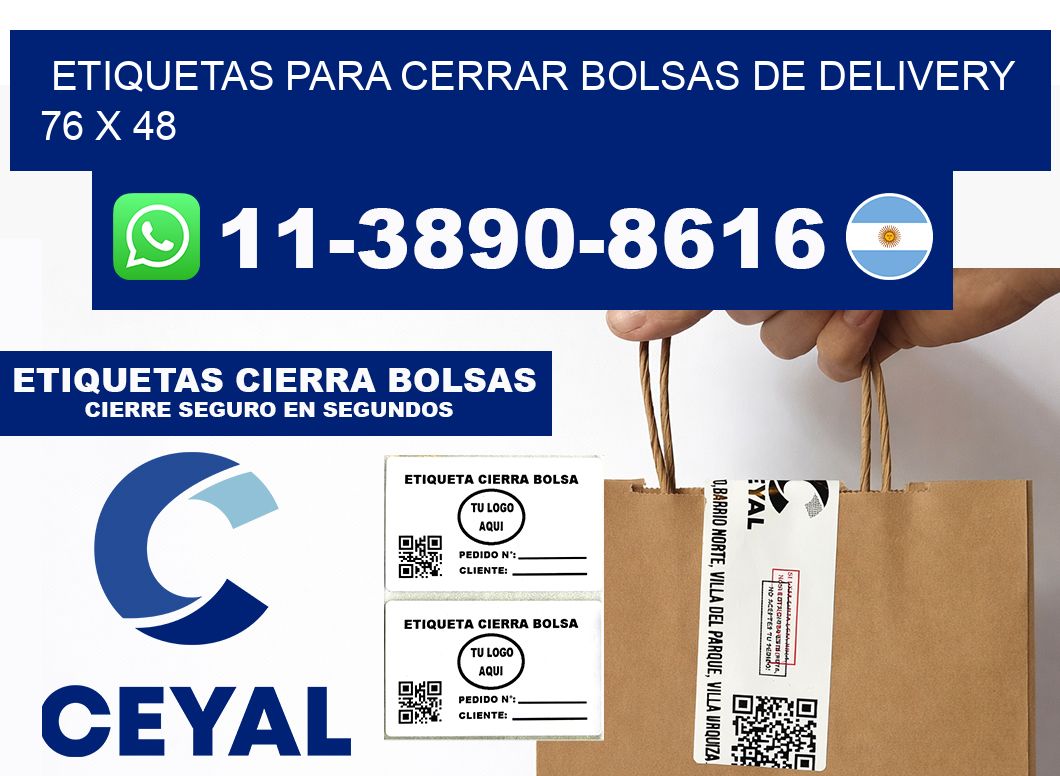 ETIQUETAS PARA CERRAR BOLSAS DE DELIVERY  76 x 48