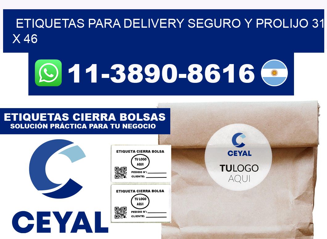 ETIQUETAS PARA DELIVERY SEGURO Y PROLIJO 31 x 46