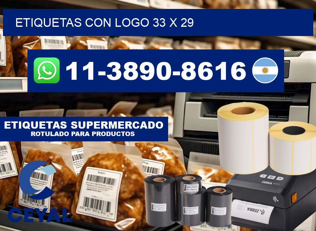 Etiquetas con logo 33 x 29