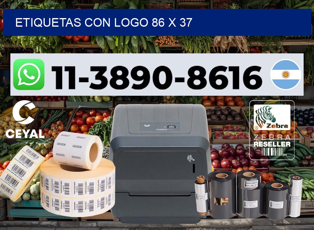 Etiquetas con logo 86 x 37