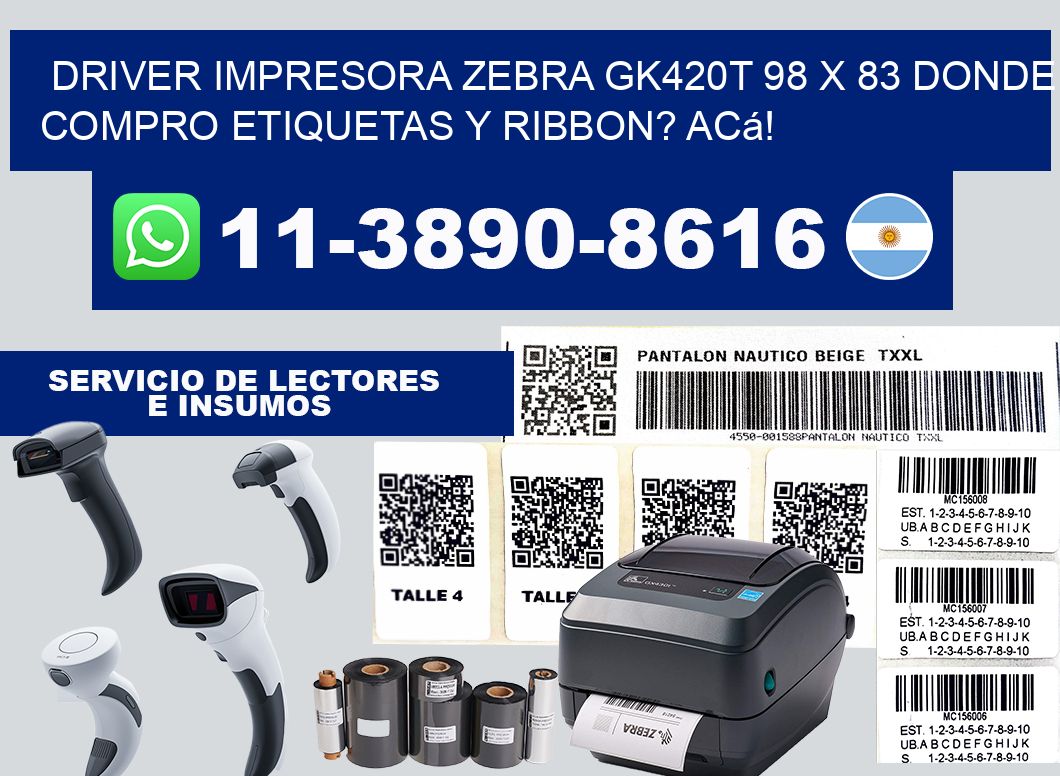 driver impresora zebra gk420t 98 x 83 Donde compro etiquetas y ribbon? Acá!