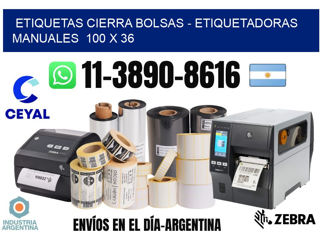 etiquetas cierra bolsas - Etiquetadoras Manuales  100 x 36