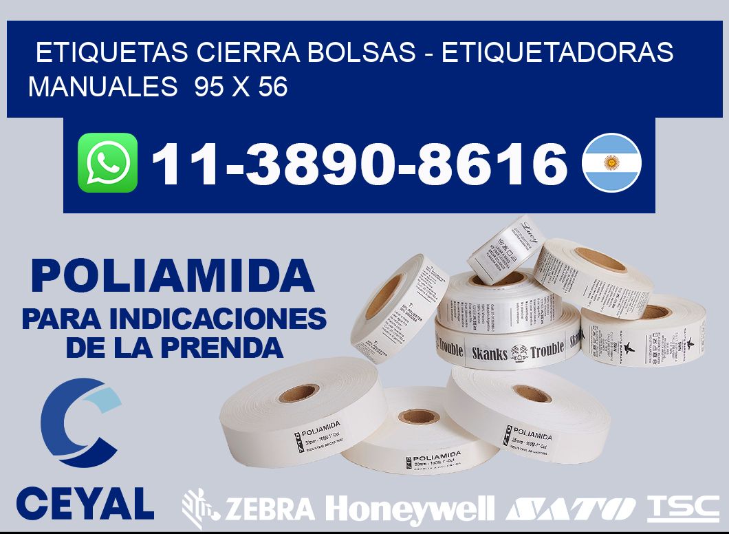 etiquetas cierra bolsas - Etiquetadoras Manuales  95 x 56