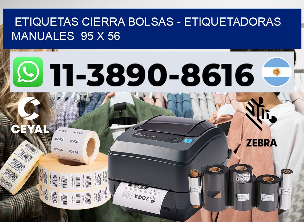 etiquetas cierra bolsas - Etiquetadoras Manuales  95 x 56
