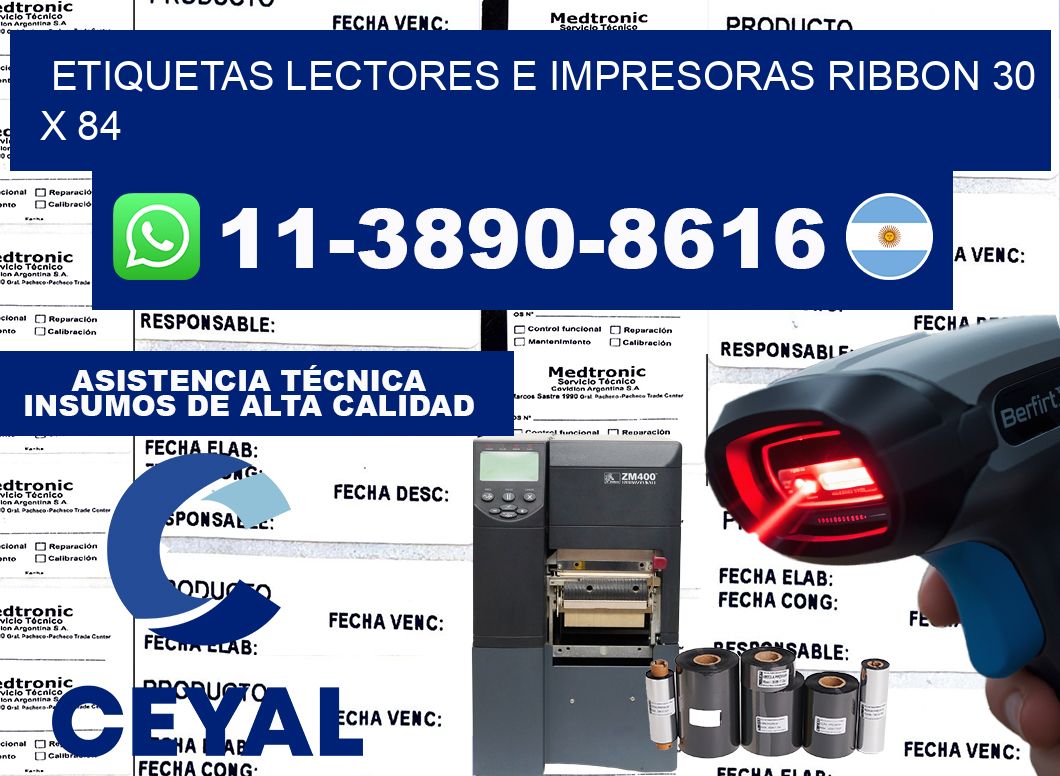 etiquetas lectores e impresoras ribbon 30 x 84