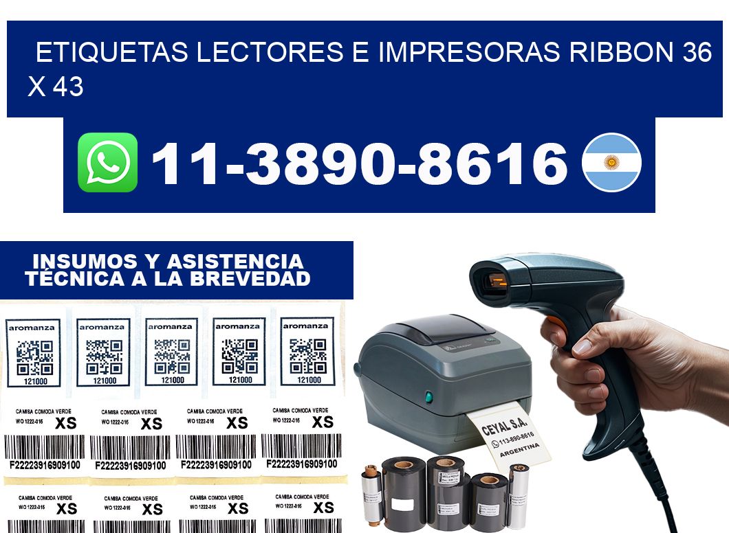 etiquetas lectores e impresoras ribbon 36 x 43