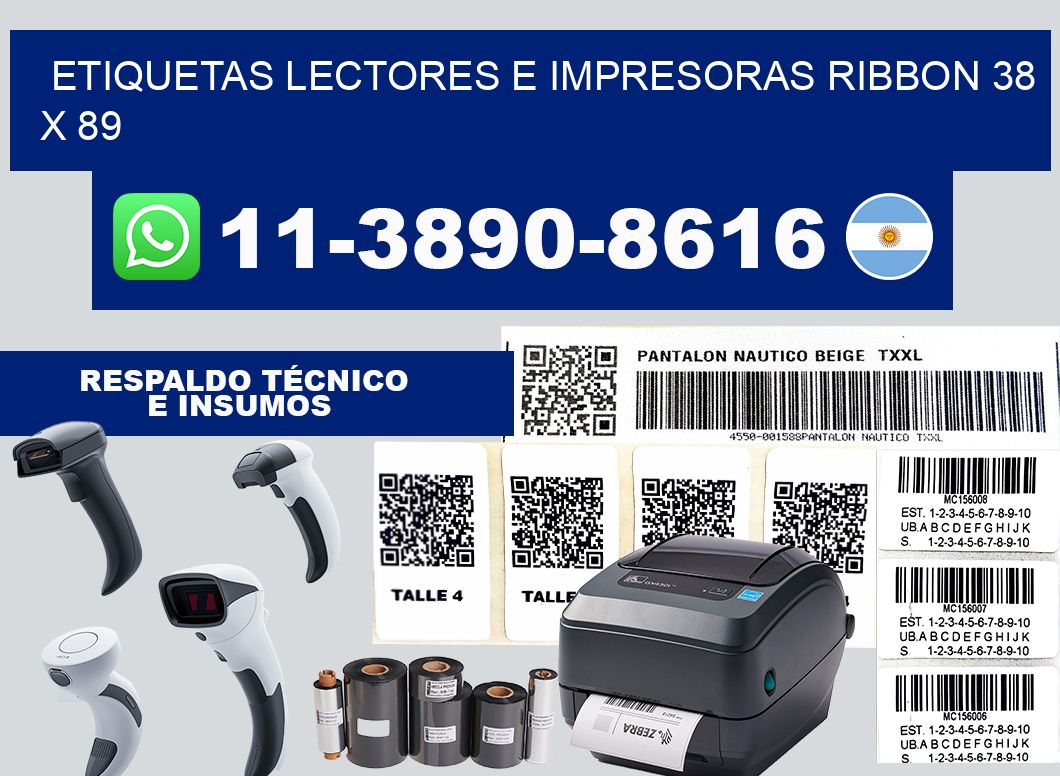 etiquetas lectores e impresoras ribbon 38 x 89