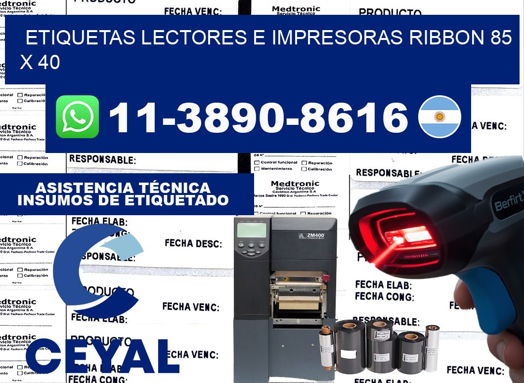 etiquetas lectores e impresoras ribbon 85 x 40