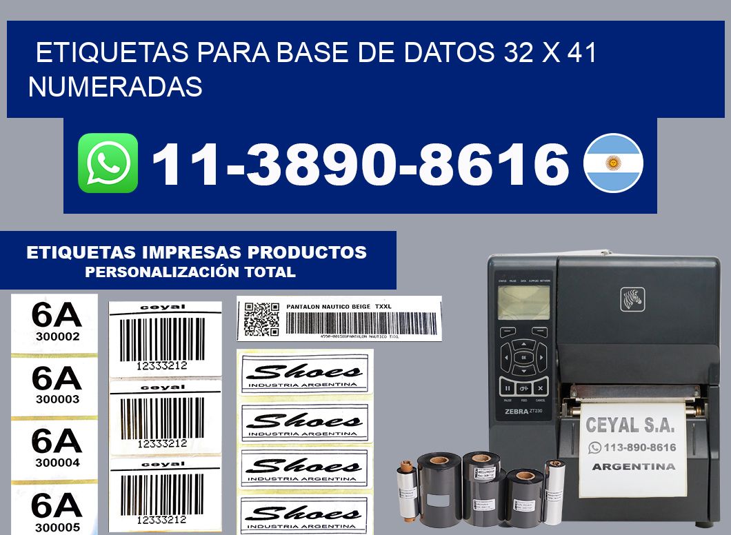 etiquetas para base de datos 32 x 41 numeradas