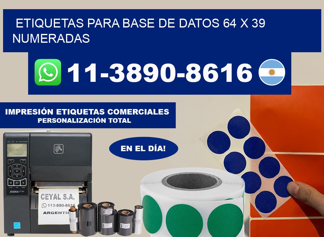 etiquetas para base de datos 64 x 39 numeradas