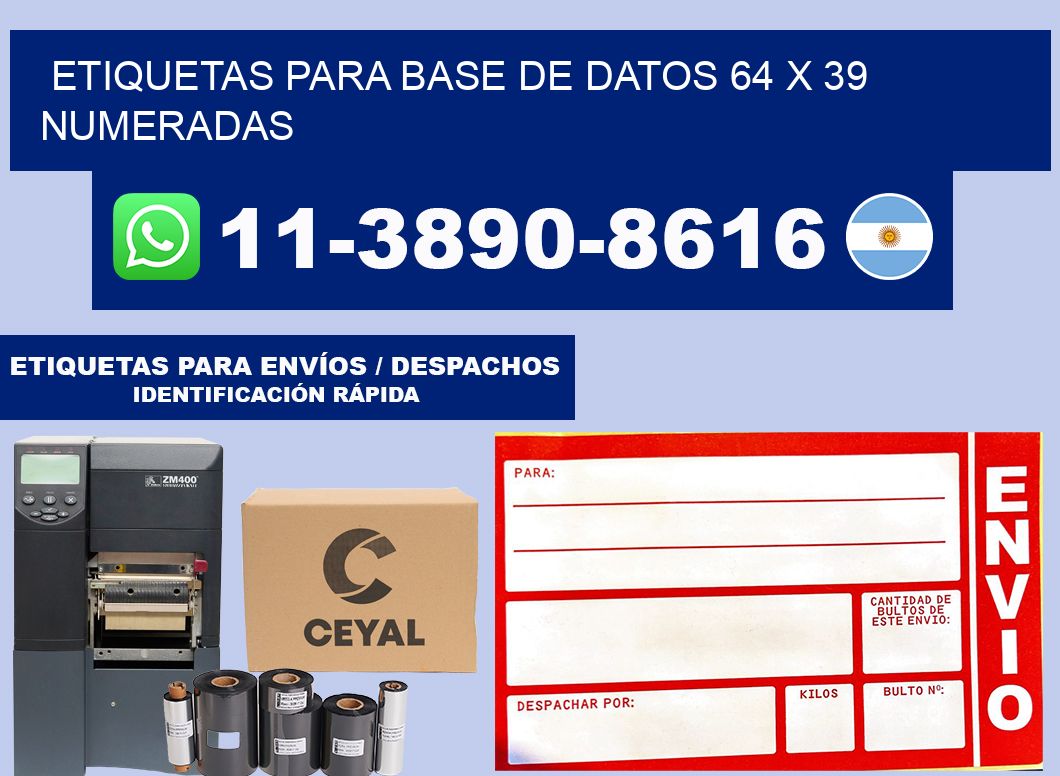 etiquetas para base de datos 64 x 39 numeradas