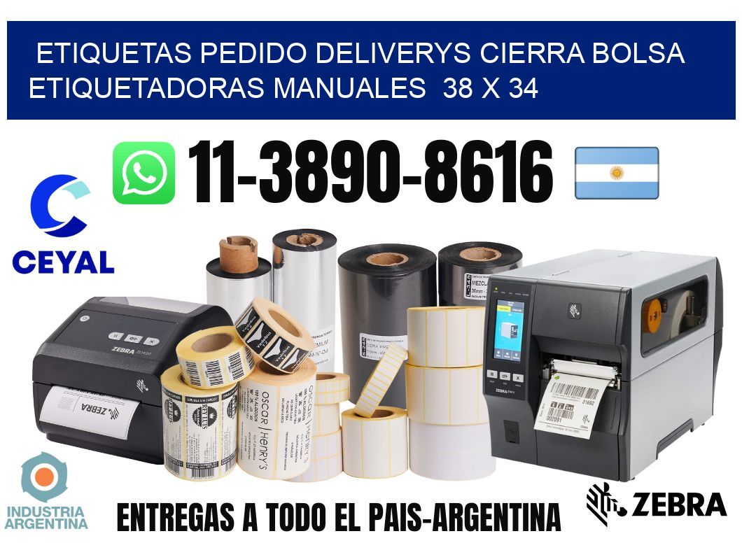 etiquetas pedido deliverys cierra bolsa  Etiquetadoras Manuales  38 x 34