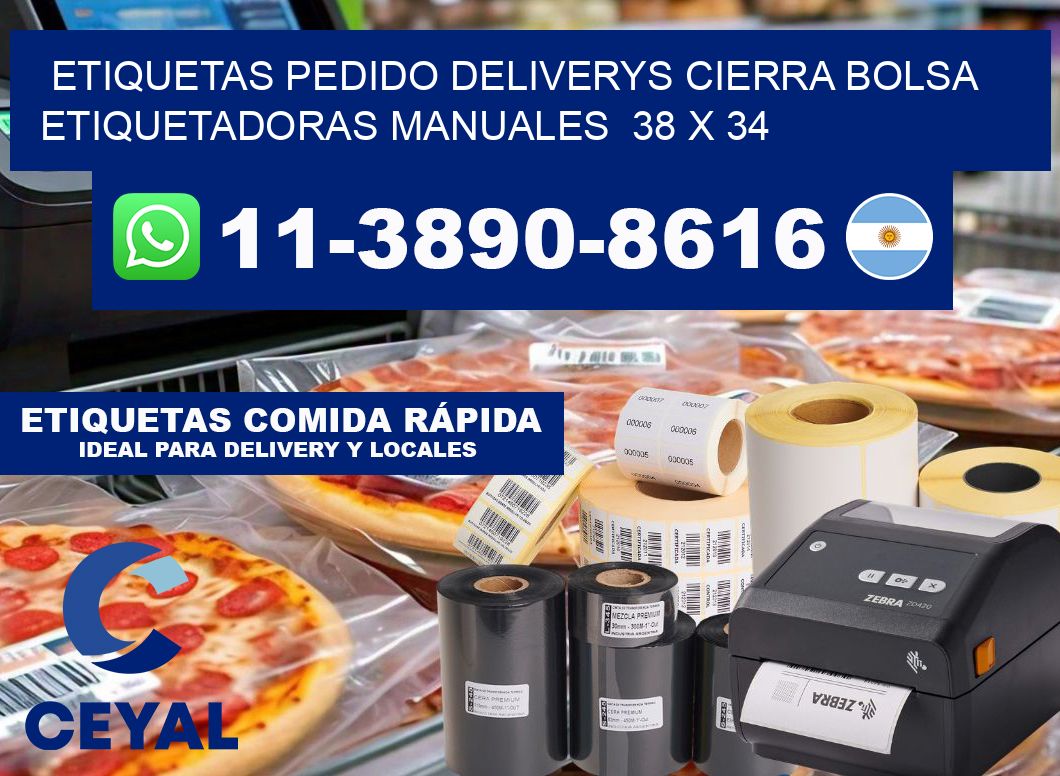 etiquetas pedido deliverys cierra bolsa  Etiquetadoras Manuales  38 x 34