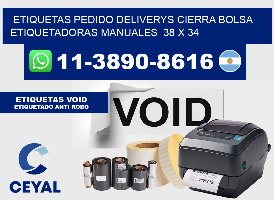 etiquetas pedido deliverys cierra bolsa  Etiquetadoras Manuales  38 x 34