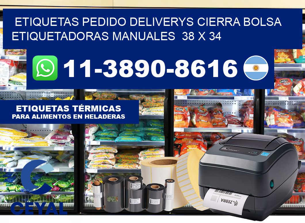 etiquetas pedido deliverys cierra bolsa  Etiquetadoras Manuales  38 x 34