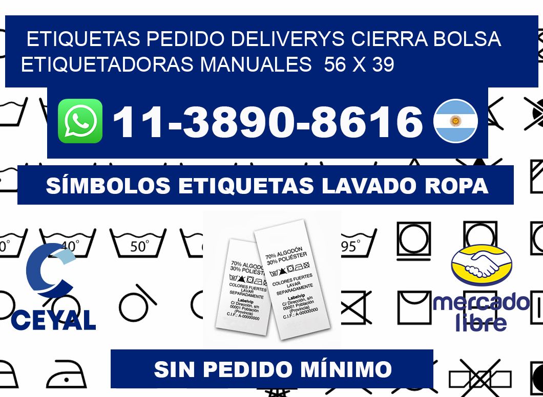 etiquetas pedido deliverys cierra bolsa  Etiquetadoras Manuales  56 x 39