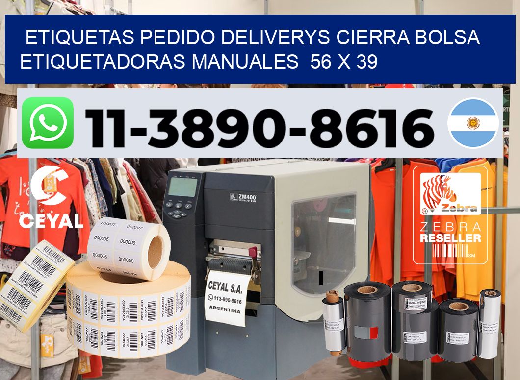 etiquetas pedido deliverys cierra bolsa  Etiquetadoras Manuales  56 x 39