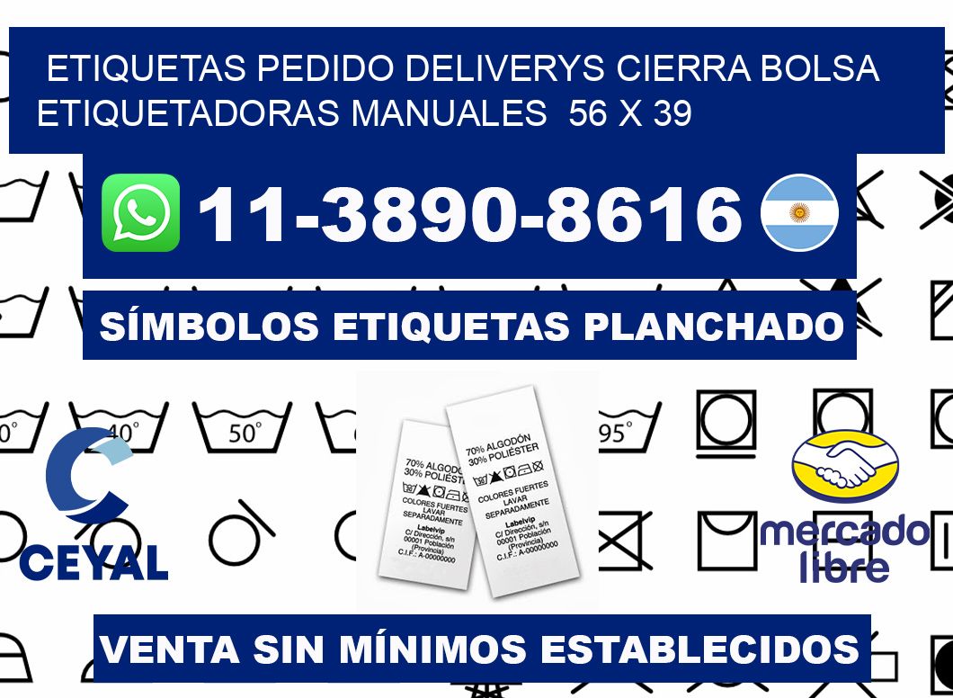 etiquetas pedido deliverys cierra bolsa  Etiquetadoras Manuales  56 x 39
