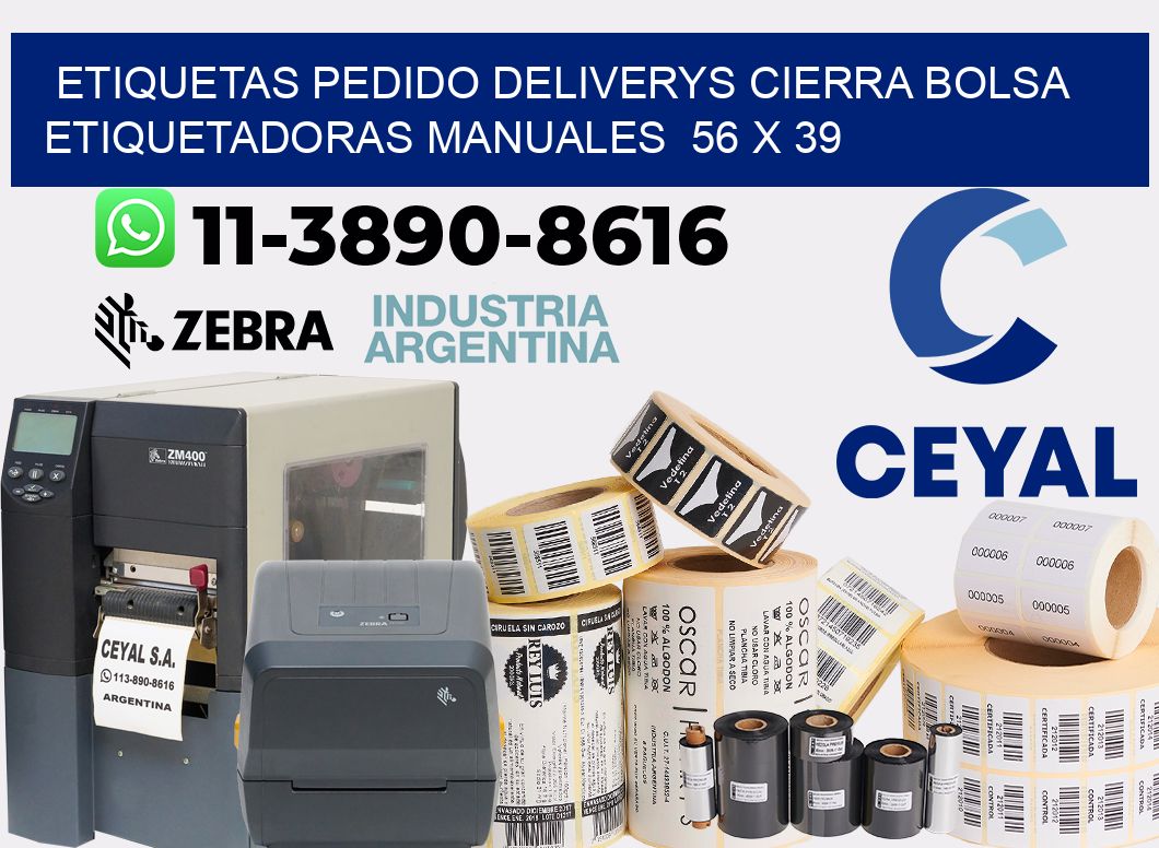 etiquetas pedido deliverys cierra bolsa  Etiquetadoras Manuales  56 x 39