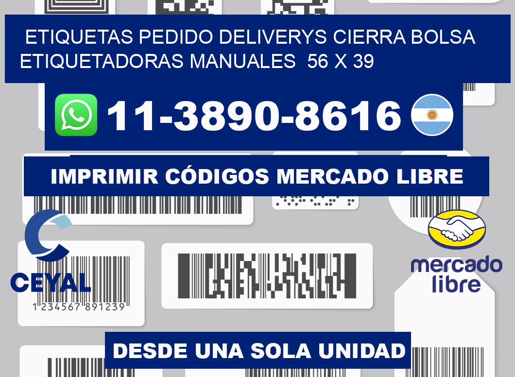 etiquetas pedido deliverys cierra bolsa  Etiquetadoras Manuales  56 x 39