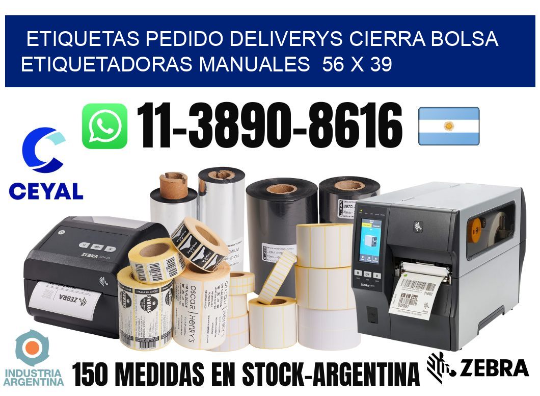 etiquetas pedido deliverys cierra bolsa  Etiquetadoras Manuales  56 x 39