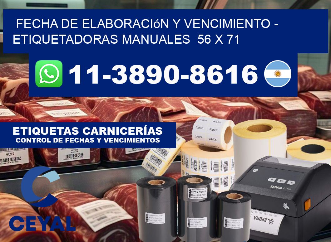 fecha de elaboración y vencimiento - Etiquetadoras Manuales  56 x 71