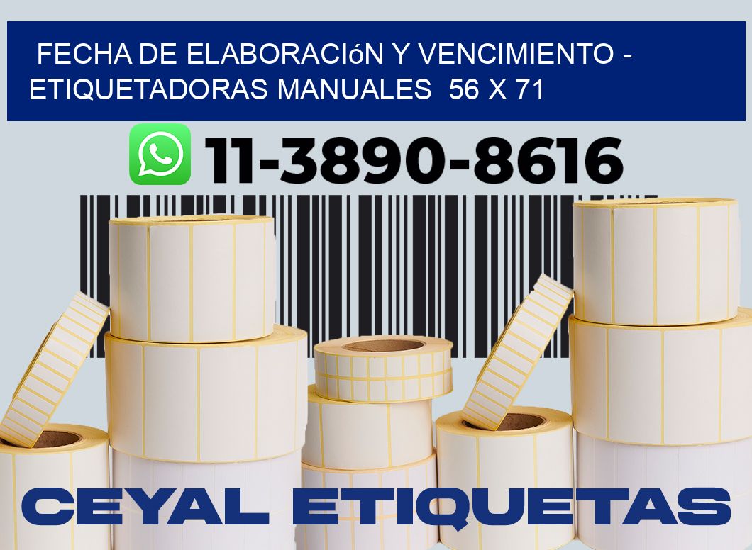 fecha de elaboración y vencimiento - Etiquetadoras Manuales  56 x 71