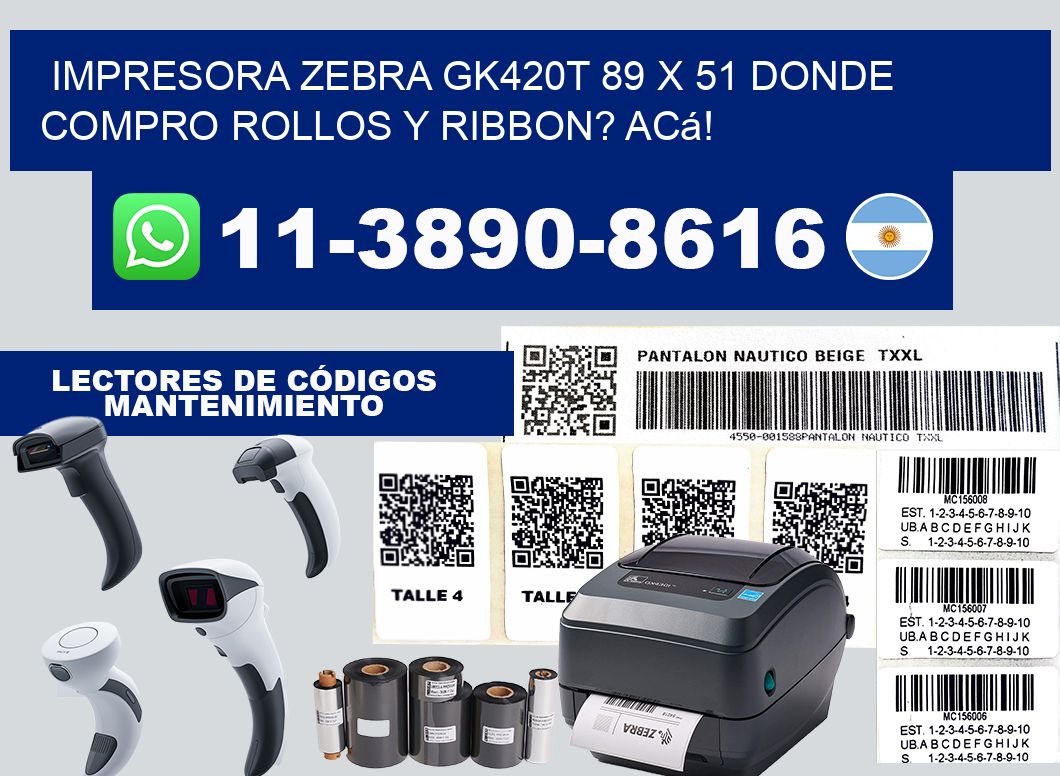 impresora zebra gk420t 89 x 51 Donde compro rollos y ribbon? Acá!
