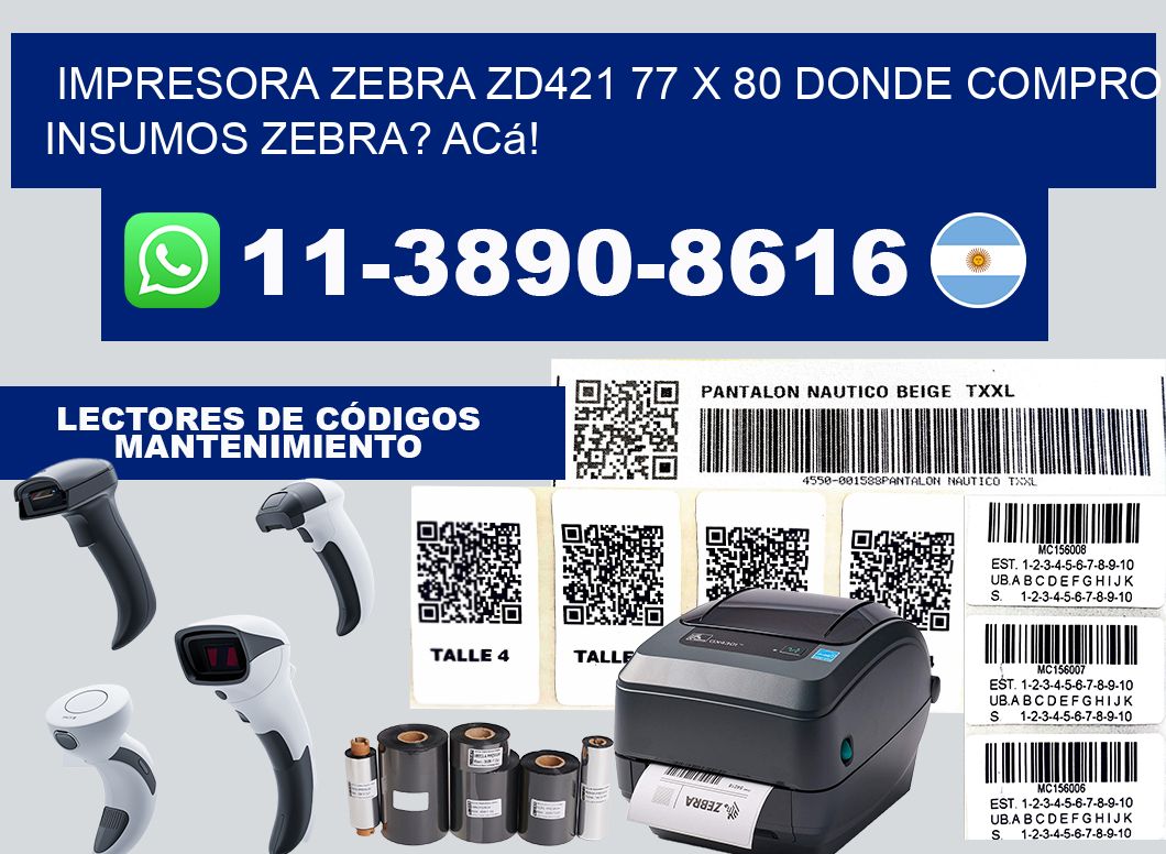 impresora zebra zd421 77 x 80 Donde compro insumos zebra? Acá!