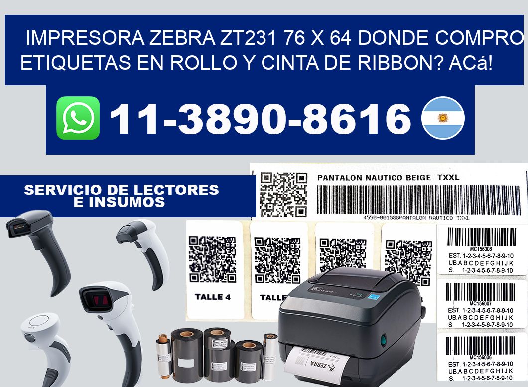 impresora zebra zt231 76 x 64 Donde compro etiquetas en rollo y cinta de ribbon? Acá!