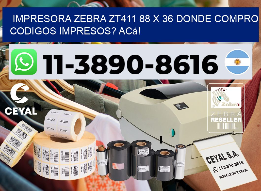 impresora zebra zt411 88 x 36 Donde compro codigos impresos? Acá!