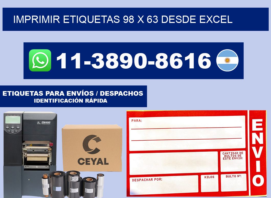 imprimir etiquetas 98 x 63 desde excel