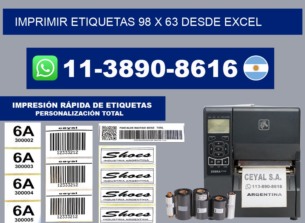 imprimir etiquetas 98 x 63 desde excel
