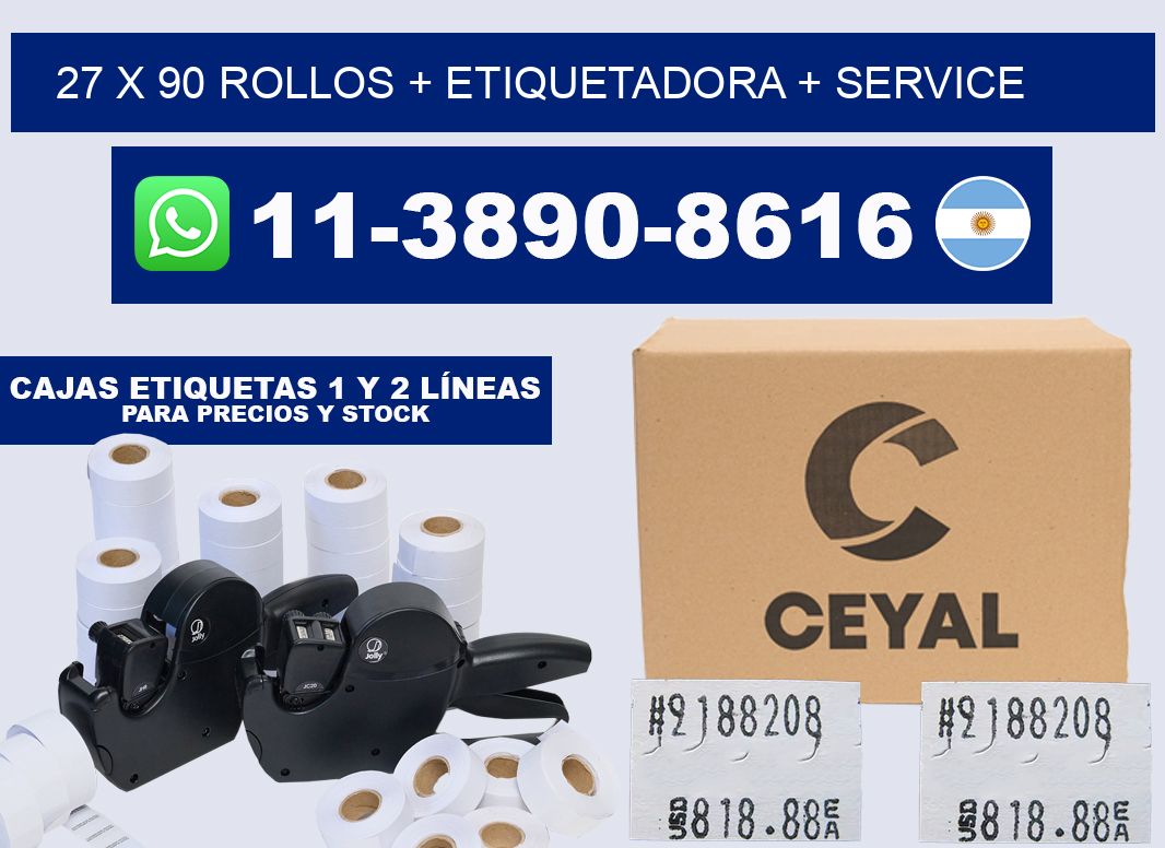 27 x 90 rollos + etiquetadora + service