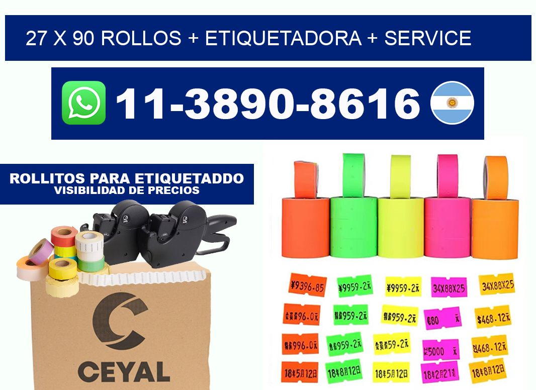 27 x 90 rollos + etiquetadora + service