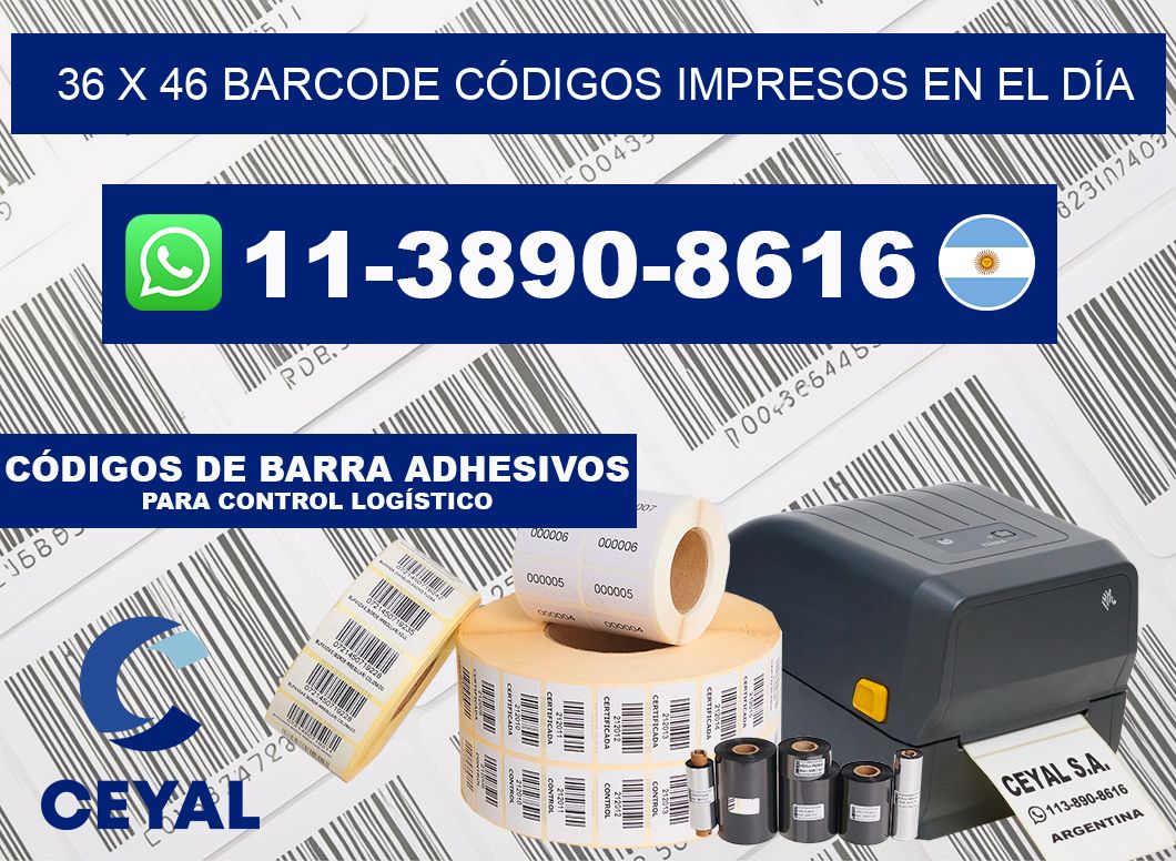 36 x 46 BARCODE CÓDIGOS IMPRESOS EN EL DÍA