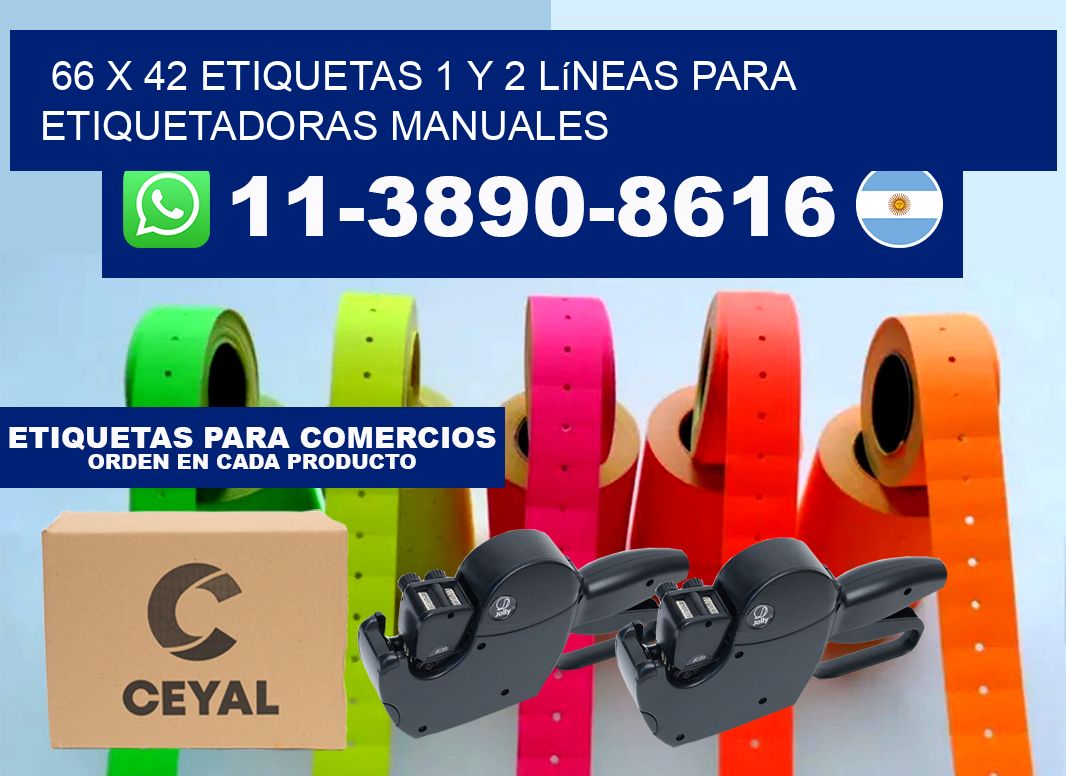 66 x 42 Etiquetas 1 y 2 líneas para etiquetadoras manuales