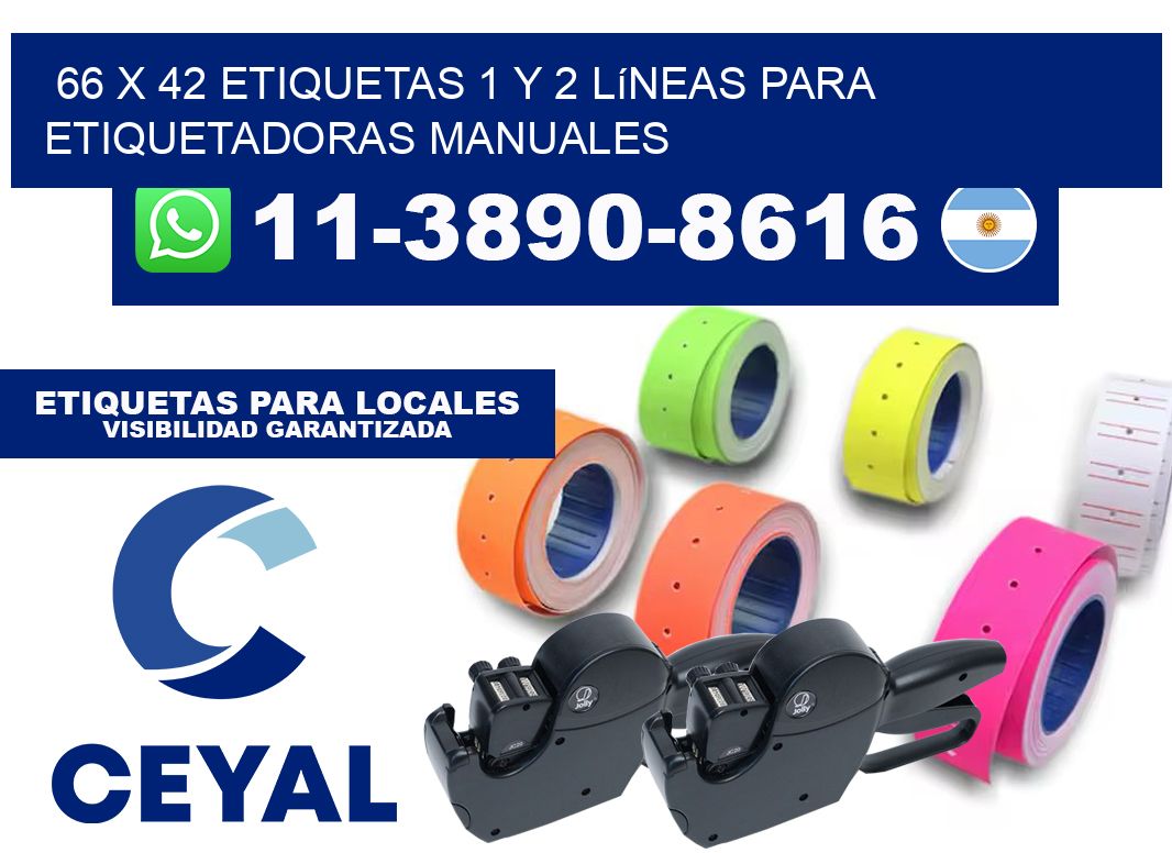 66 x 42 Etiquetas 1 y 2 líneas para etiquetadoras manuales
