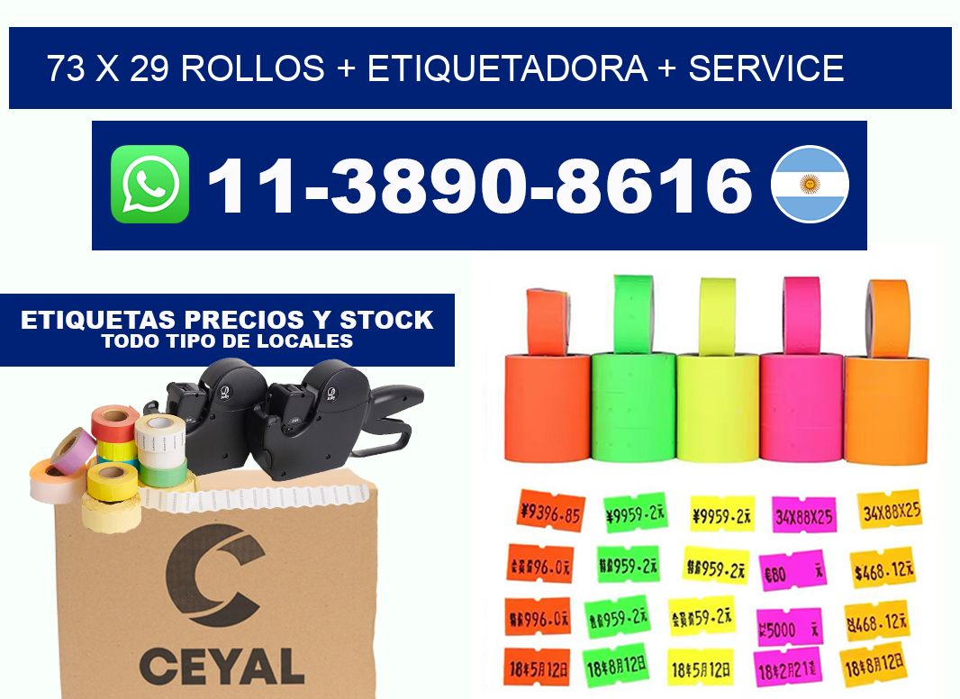 73 x 29 rollos + etiquetadora + service