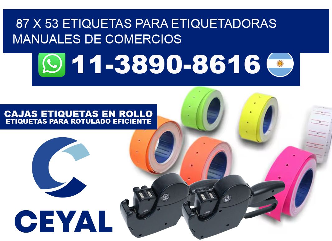 87 x 53 etiquetas para etiquetadoras manuales de comercios